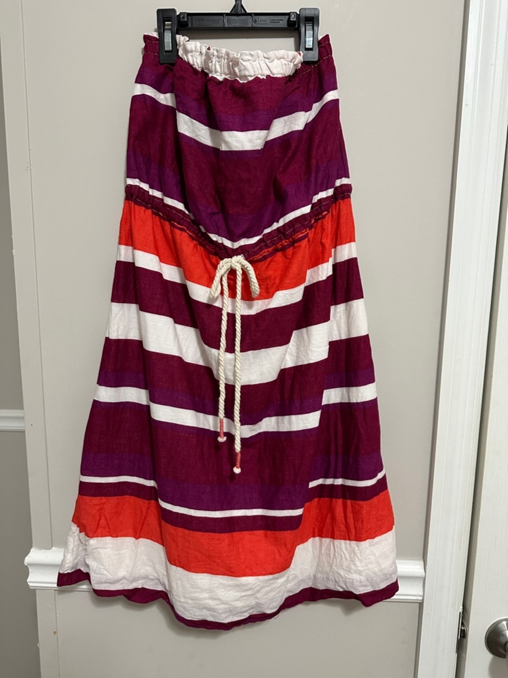 Women’s Gap Strapless Striped Purple,Red&White Mini Dress Hits @The knee Worn 2x